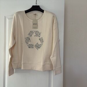 NWT PACT 100% Organic Cotton Sz XL "Recycle" Graphic Slouchy Sweatshirt …